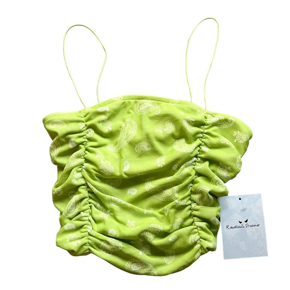 Rebellious Dreamer Paisley Print Cropped Top Green